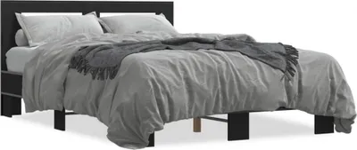 Productafbeelding van Maison Exclusive - Bedframe, zwart, 140x200 cm, gemaakt van houtvezel en metaal