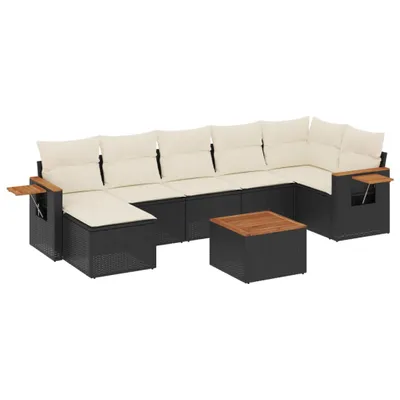 Produktbild von vidaXL 8-tlg. Garten-Sofagarnitur mit Kissen Schwarz Poly Rattan