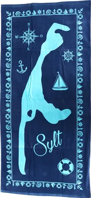 Produktbild von Großes maritimes Sylt Handtuch, Badetuch Strandtuch 100% Baumwolle Velours und Frottee Urlaub 75*160cm