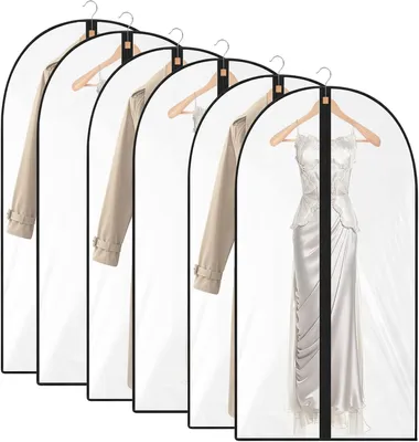 Obrázek produktu pro Obal na oblečení – Sada 6 kusů – Balení – 60 x 120 cm – Průhledné obaly na oblečení se zipem – vhodné pro kabáty a košile