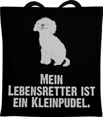 Produktbild von Mr. & Mrs. Panda Schultasche Kleinpudel Lebensretter - Schwarz - Geschenk, totebag, Pudel, Beutel, Tasche, Tote Bag, Jutebeutel