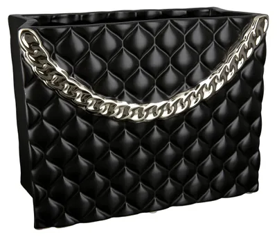 Produktbild von GILDE Vase Handtasche "Paris" matt schwarz/glänzend champagnerfarben, H.20 cm, Öffnung: B.22cm, T.10cm, 32491
