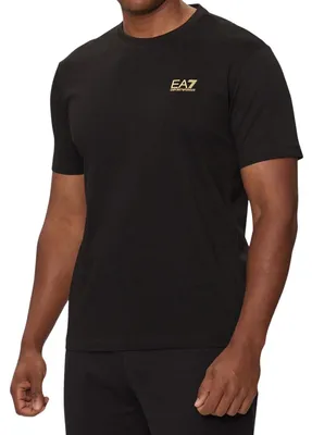 Productafbeelding van Emporio Armani EA7 - T-shirt voor heren, katoen, slank model, artikelnummer NA1703 (maat L) (zwart/goud)