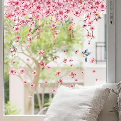 Produktbild von Fensteraufkleber 3 Stück Kirschblüten Deko Doppelseitig 30x60cm