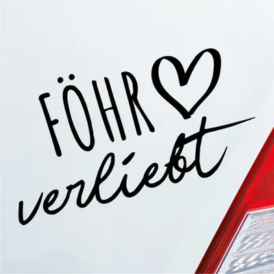 Produktbild von Auto Aufkleber Föhr verliebt Herz Insel Nordsee Liebe Car 19x10 cm Schwarz Glanz Sticker Heckscheibenaufkleber