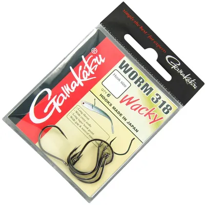 Produktbild von Gamakatsu Haken Wacky 318 schwarz - 6 Angelhaken, Größe:3/0