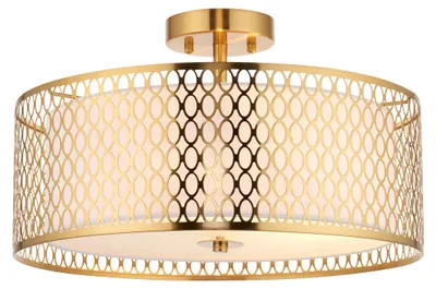 Image de Plafonnier Cordero | 3 ampoules | 10 W E27 | Métal/tissu/verre