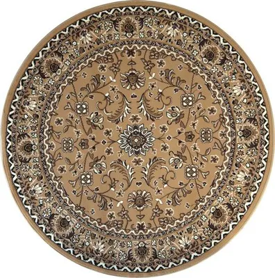 Productafbeelding van Unyqoos® Nain Klassiek – Rund vloerkleed, rund, Ø 160 cm, laagpolig, vintage beige, polypropyleen, gemakkelijk te onderhouden, 100 gecertificeerd