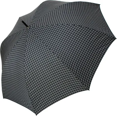 Produktbild von Regenschirm Stockschirm Herren Jasch Automatik Echtholzgriff  Windproof Karomuster Schwarz