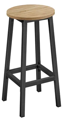 Produktbild von Industrieller Loft Barhocker aus Eiche und Stahl