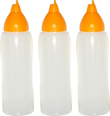 Produktbild von 3 gelbe Quetschflaschen 750 ml tropffrei Ketchupflaschen Senfflasche Mayonaiseflasche