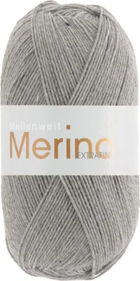 A ball of grey yarn with a white label.