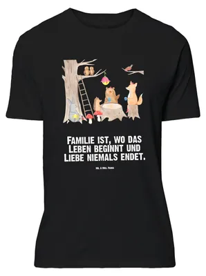 Produktbild von Mr. & Mrs. Panda Größe L T-Shirt Waldtiere Picknick - Schwarz - Geschenk, Fuchs, Lustige Sprüche, Maus, mit Spruch, Shirt, Tshirt, Wald, Hase, Igel