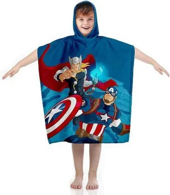 Produktbild von Marvel Avengers Kinder Badeponcho mit Kapuze 55x110cm