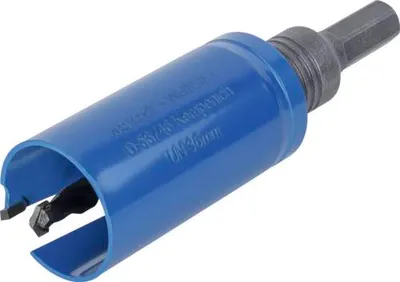Produktbild von wolfcraft GmbH 3876000, Einzelbild, Bohrer, Mauerziegel, Gipskarton, Kunststoff, Porenbeton, Kachel, Holz, Blau, Hartmetall-bestücktes Wolfram (TCT), Sechskantschaft