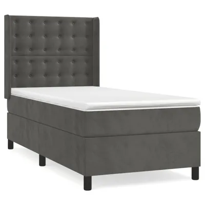 Produktbild von Boxspringbett mit Matratze Dunkelgrau 90x200 cm Samt