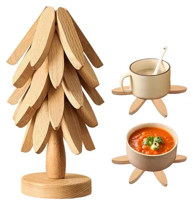 Image de Sous-verres en bois résistants à la chaleur pour la décoration de Noël