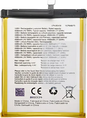 Image de Clappio, LPN385436 Batterie d'échange pour Crosscall Stellar X5 Capacité 4500mAh, Noir