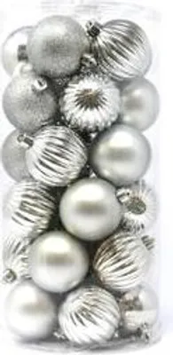 Produktbild von B&S 30 Weihnachtskugeln silber 6 cm Farbmixi | silber | 6 cm | Kunststoff