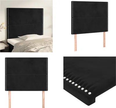 Produktbild von vidaXL Kopfteile 2 Stk. Schwarz 100x5x78/88 cm Samt - Kopfteil - Kopfteile - Bett-Kopfteil - Bettkopfteil