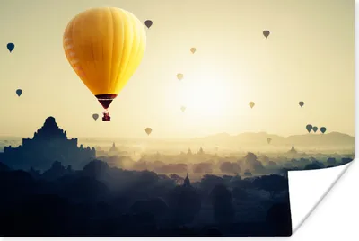 Produktbild von MuchoWow® Poster Heißluftballon - Nebel - Myanmar 90x60 cm - Schlafzimmer