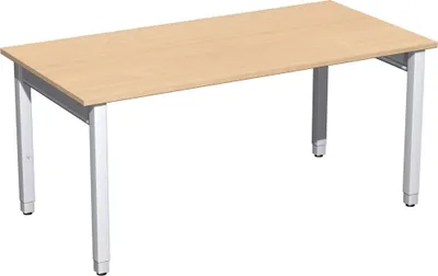 Produktbild von Gera Quadrat Pro Schreibtisch höhenverstellbar, 1600x800x680-860, Buche/Silber