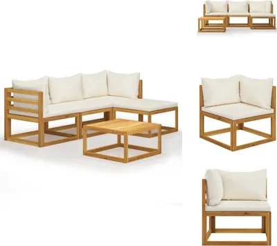 Produktbild von vidaXL 5-tlg. Garten-Lounge-Set mit Auflagen Massivholz Akazie -  Gartenmöbel-Sets