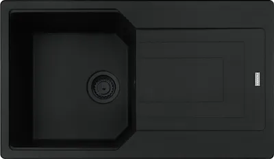Produktbild von FRANKE Spüle URBAN UBG 611-86 in BLACK MATT - BLACK COLLECTION mit Excenterbedienung Drehknopf Edelstahl / Ausschnittmaß 824 x 464 mm R15 / Granitspüle