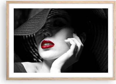 Produktbild von Gerahmtes Poster - Rahmen in heller Eiche - Frau Gesicht Lippen - 70x50 cm - Wand Bild - Wanddeko - Wandbilder - Wandposter - Bilderrahmen - Bilder - Kunstdruck - Wandbild - P2NAA70x50-3618
