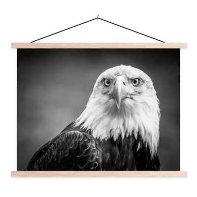 Produktbild von MuchoWow® Textilposter Adler - Raubvogel - Schwarz - Weiß - Tiere 120x90 cm mit holzfarbenen Rahmen - Magnetisch