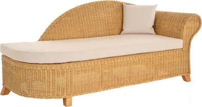Produktbild von KRINES HOME Rattan Recamiere "Elegance" Rattanliege Chaiselounge Lounge Liege mit Polster (Honig, Rechts)