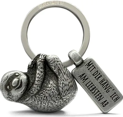 Produktbild von LANOLU Faultier Schlüsselanhänger Tiere Metall mit Gravur Glücksbringer Sloth Keychain 3D Figur Faultier Anhänger Faultier Geschenkideen