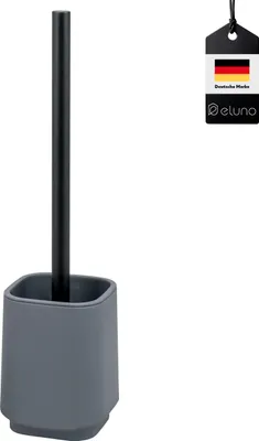 Produktbild von eluno WC-Garnitur VALONA, WC-Bürste inkl. 1x schwarzer Ersatzbürstenkopf, aus robustem Kunststoff in Grau
