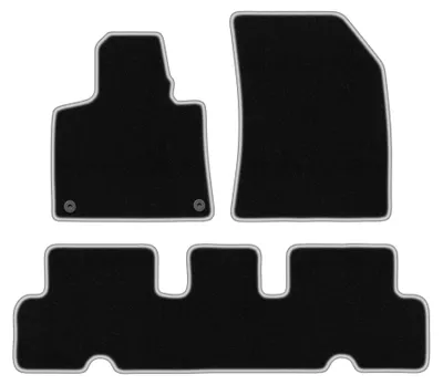 Image de Tapis de sol en moquette pour Citroen C4 Grand Picasso II 2013- (monospace) – jeu 4 pièces, noir/argent, sur mesure – Wielganizator CARLUX