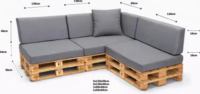 Obrázok produktu pre Setgarden Veľké paletové vankúše, sada 8 ks, vonkajšie, 120 x 50 x 10 cm, sedacie vankúše + opierkové vankúše, 120 x 40 x 10 cm, 1 ks, sivá farba