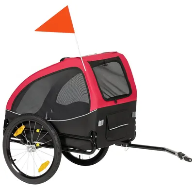 Immagine prodotto di Rimorchio per bicicletta per cani, adatto a cani fino a 20 kg | Colore: Rosso | Dimensioni: 70x138x89 cm