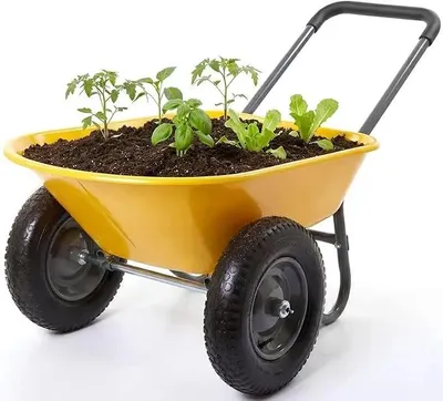 Produktbild von Garten Schubkarre - Transportkarre - Eisen und Kunststoff - Stabil belastbar - Für Haus und Gartenarbeit - Gelb