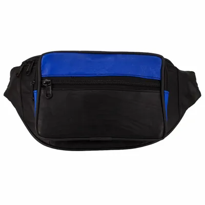 Produktbild von Echtleder Bauchtasche in Schwarz geschmeidiges Schafleder Gürteltasche Optischer Auflockerung Blau