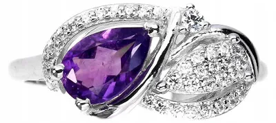 Produktbild von 925er Ring mit Amethyst und Zirkonia, Größe 19, Silber