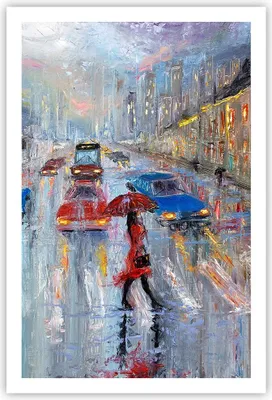 Produktbild von Poster - Poster ohne Rahmen - Acryl Stadt Regen - 61x91,5 cm - Wand Bild - Wanddeko - Wandbilder - Kunstposter - Wandposter - Bilder - Kunstdruck - Wanddekoration - Wandbild - P2XPA61x91-4251