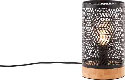 Produktbild von BRILLIANT schwarze Tischlampe SANTY | 22 x 13 cm | E14 | Metall/Bambus | schwarz/natur