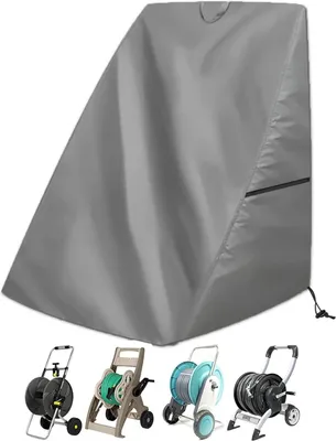 Produktbild von Abdeckung Für Garten Schlauchwagen, Abdeckung Für Garten Retractable wasserschlauchtrommel,Gartenschlauchwagen,staubdicht und wasserdicht,210D Oxford Grau (Y-Gartenschlauchwagen Abdeckung)