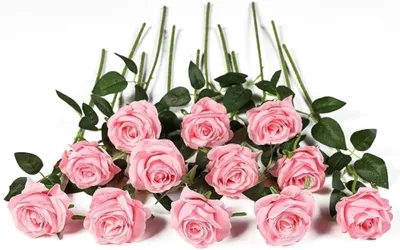 Imagen del producto de Rosas artificiales, 12 unidades, tallos individuales, color rosa, para decoración
