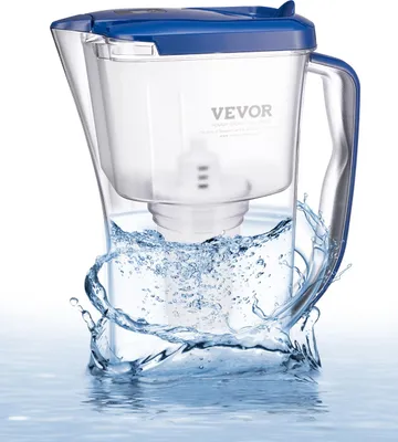 Immagine prodotto di VEVOR caraffa filtrante per l'acqua caraffa filtrante per l'acqua 9 tazze, sistema di filtraggio dell'acqua adatto al frigorifero, senza BPA, durata 3 mesi / 150 L, riduce il calcare e gli odori di cloro del piombo