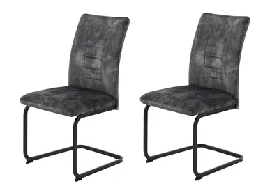 Produktbild von Hela Tische, 2er Set Esszimmerstuhl Freischwinger Gela, Bezug Velvet Antrazit, Wellenfeder-Polsterung, ergonomischer Rücken, 140kg belastbar