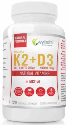 Produktbild von Wish Vitamin K2MK-7 2000µg + D3 100µg 4000IU in MCT Öl 120 Kapseln