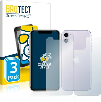 Produktbild von 3x BROTECT Entspiegelungs Schutzglas für Apple iPhone 11 (Display+Rückseite) Schutzfolie Panzer Folie Glas Display Schutz matt