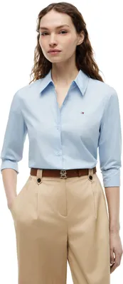 Productafbeelding van Tommy Hilfiger dameshemd, lang袖, regular fit, poplin, met puntkraag, blauw (Breezy B)