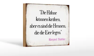 Produktbild von Holzschild Spruch 18x12cm Hähne können krähen aber es sind