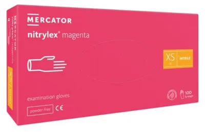 Produktbild von Einweghandschuhe Mercator Handschuhe Nitril 100 Stück. 6 XS Nitrylex Magenta